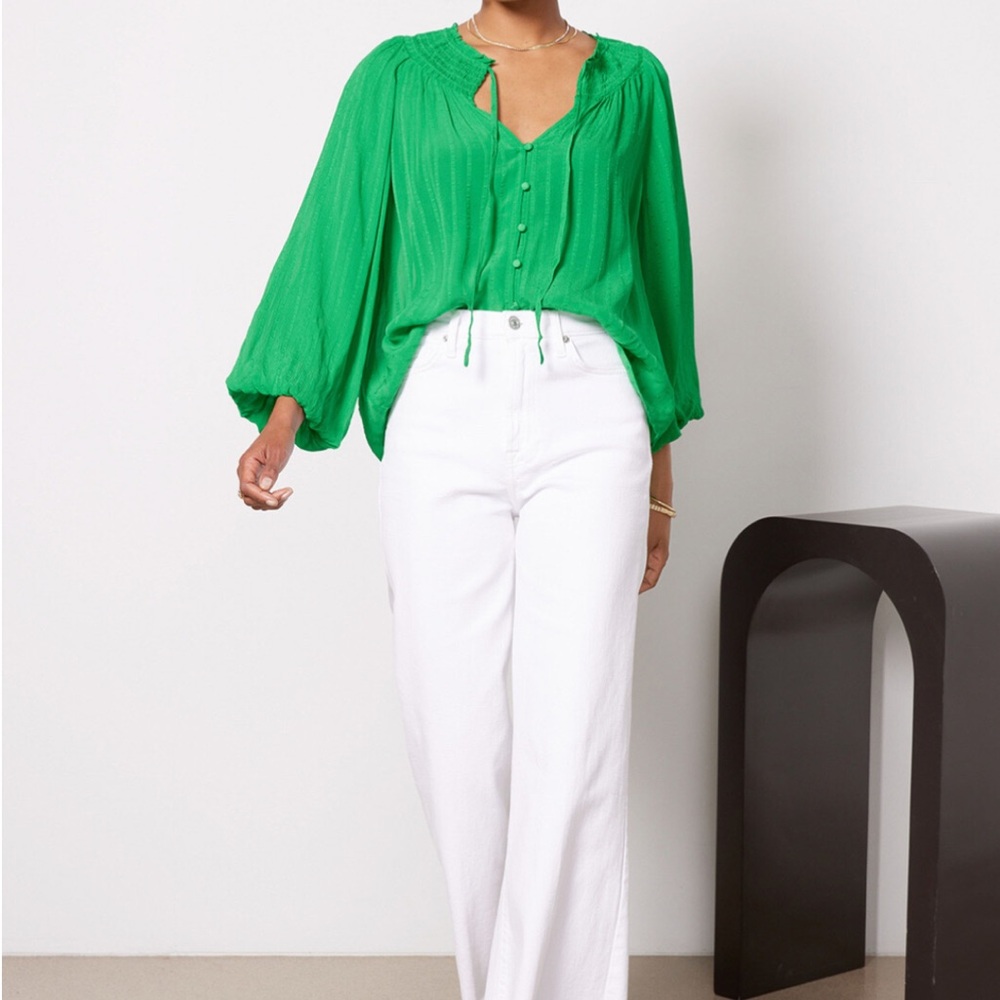 SANCTUARY XS breezy smock neck blouse in jelly bean green - Picture 8 of 9